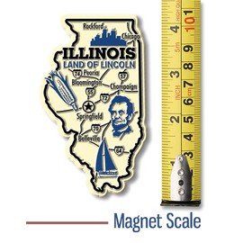 Illinois Giant State Magnet by Classic Magnets, 2.5" x 4.2", Collectible Souvenirs Made in The USA