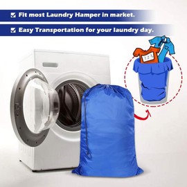 Washable Travel Laundry Bag with Drawstring (3 Pack), Large Dirty Clothes Bag Fit a Laundry Basket or Clothes Hamper, Enough to Hold 4 Loads of Laundry,26x39 inches RoyalBlue 3 - Color: RoyalBlue 3