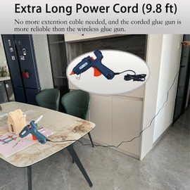 Full Size Hot Glue Gun with Case, 60W/100W/OFF Switch, 9.8ft Extra-long Power Cord Industrial Glue Gun with 2 Nozzles, 15 Glue Sticks, Dual Power High Temp Hot Melt Glue Gun Large for Craft, Deep Blue