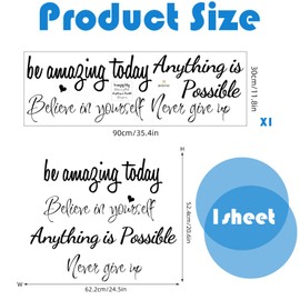 Gzcnsel Peel & Stick Inspirational Quotes Wall Decals - Motivational Wall Art Stickers for Classroom, Bedroom & Living Room Decor, Removable Positive Sayings