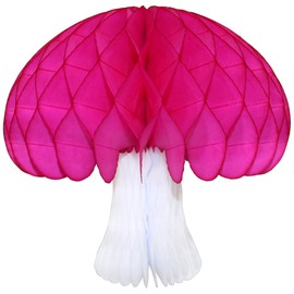 2-pack Large 16 Inch Honeycomb Tissue Paper Mushroom Party Decoration, Cerise