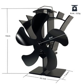 Tomersun 5 Blades Log Burner Fan Mini Wood Stove Fan Heat Powered Fans Small Eco Fireplace Fan Silent for Wood Burning Stove Log Burner Fireplace