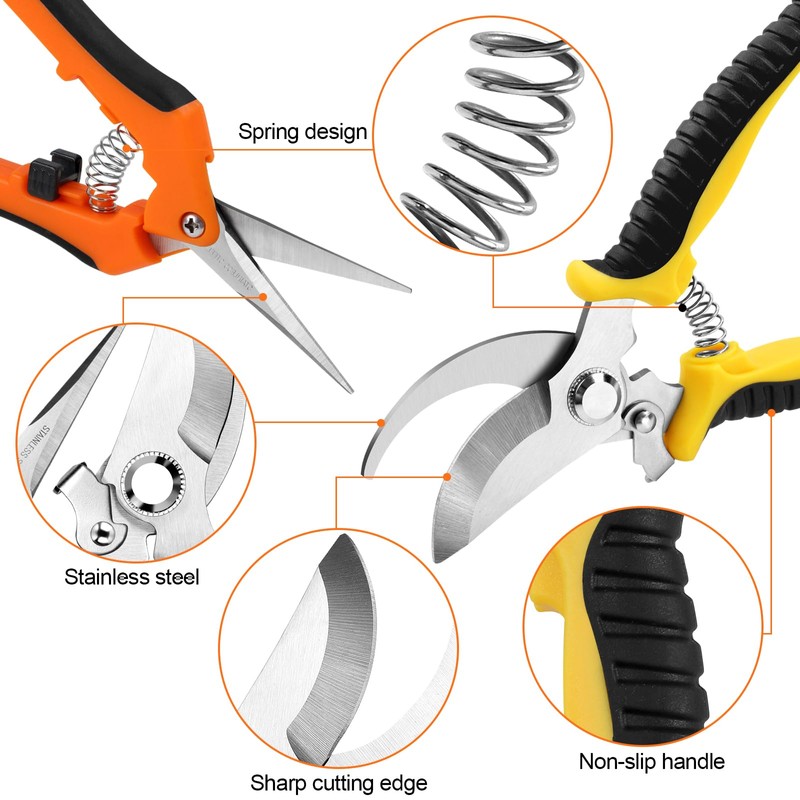 Oligei 2 Pack Stainless Steel Pruning Shears, Garden Shears, Garden