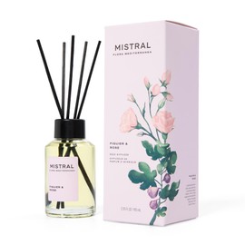 Mistral Figuier & Rose Reed Diffuser – Luxury Fig & Rose Scent Diffuser for Home, Office, Bathroom | 100% Oil-Based & Alcohol-Free, Long-Lasting, with Natural Reed Sticks (3.5 fl oz)