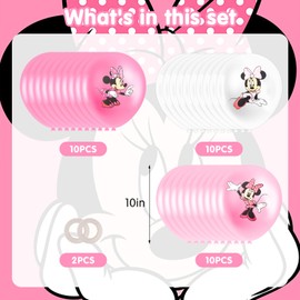MNN Balloons 30 Pieces Birthday Decoration Minnie, Minnie Latex Balloons, Minnie Balloons Birthday, Birthday Decoration Girls, Minnie Birthday Party Supplies Birthday Decoration Girls