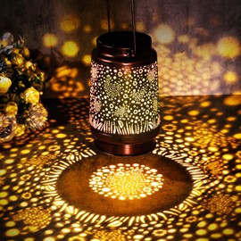 Glooglitter 1 Piece Chicken Solar Lanterns Outdoor Christmas Hanging Solar Lights Birthday Gifts for Women Men Waterproof Lamp Metal Decorative LED Yard Decor for Yard Patio Garden Lawn Tabletop