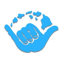 Shaka Hawaiin Islands Vinyl Decal Sticker | Cars Trucks Vans Walls Laptops Cups | Light Blue | 5.5 inches | KCD1512LBL