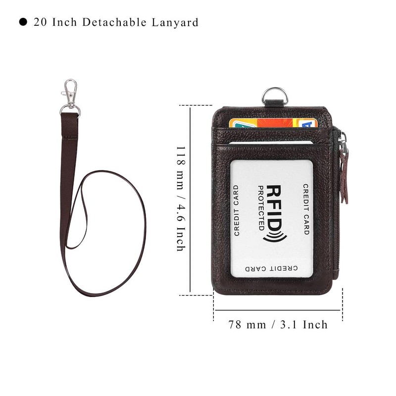 HAWEE Men's ID Card Holder, Card Case, Name Holder, Zipper,