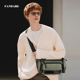 FANDARE Shoulder Bag for Men Shoulder Bags Chest Bag Men's Bag Bum Bag Sling Shoulder Bag Crossover Bag Men for Travel Hiking Backpacks Crossbody Pack Waterproof Nylon, Green
