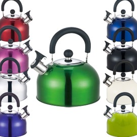 Premium Stainless Steel Whistling Kettle | 10 Colors | Stove top | Non-Drip Pouring Spout | Cool Touch Handle | Whistling Spout | 2.5L Capacity (Metallic Green)