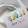 [Handmade Nail Tips] Mint E Heart Nails - Long Ballerina