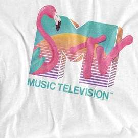 Popfunk MTV Flamingo Logo Unisex Adult T-Shirt (Small) White