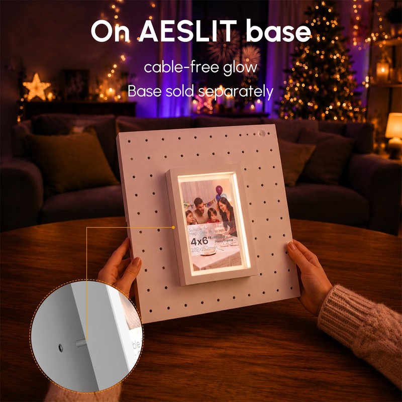 4x6 Inch LED Light Up Photo Frame for Pegboard, Glowing