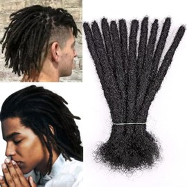Amir Hair 8 Inch 0.8cm Thickness Dreadlock Extensions 20 Strands 100% Real Human Hair loc Extensions for Man and Women Full Handmade Human Hair Dreadlock Extensions(8 Inch 20 Strands,1B#)