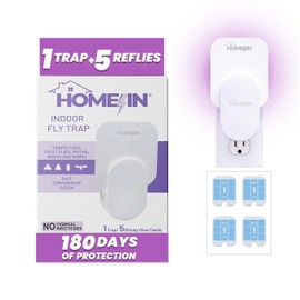 Fly Trap 1 Device (5 Refills & 6 UV Lights) Fly Trap for More Atract, Capturing Flies, Fruit Flies, Moths and Other Flying Insects Plug-in