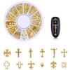 DANNEASY 6 Wheels 3D Gold Nail Studs Metal Nail Charms