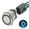 22mm Push Button Switch 15A 24V Latching Momentary 2NO DPST Angel Eye LED Stainless Steel Round Self-Locking 7/8'' with Wire Socket