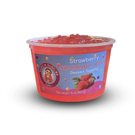Premium Coconut Jelly Dessert Topping by Buddha Bubbles Boba (Strawberry Jelly)