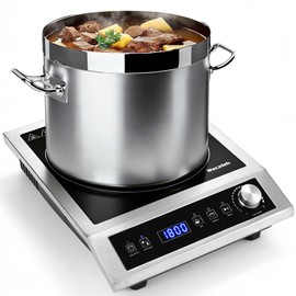 Portable Induction Cooktop 1800W Commercial Range Countertop Professional Burner, Portable Countertop Stove Top with 10 Temp Settings & 9 Power Levels, 3Hour Timer, Half-Bridge, 24H Preset Function