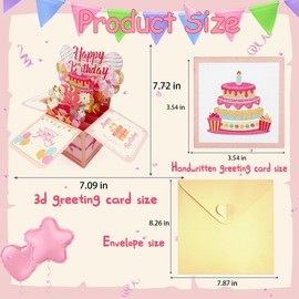 Asmallgf Happy 14th Birthday Gifts Decorations for Girls Boys, Funny 14 Birthday Popup Card with Envelope, Money Box for 14 Years Old Daughter Niece Friends