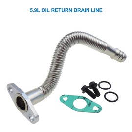 5.9L Oil Return Drain Line, 5135786AB, 3970875, Turbo Oil Return Pipe Tube for Dodge Cummins 5.9L Diesel 2004 2005 2006 2007, Engine Turbocharger Oil Return Hose Line