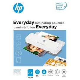 HP Everyday A4 80 Micron Gloss Transparent Laminating Pouches for Hot Laminating (Pack of 25) 9154