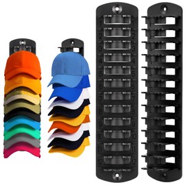 Hat Organizer for Baseball Caps, 2 Pack Hat Rack for Wall Hold up to 20 Hats Adhesive Hat Hooks Stand Hat Hanger Organizer Storage Holder Display for Door Closet Bedroom