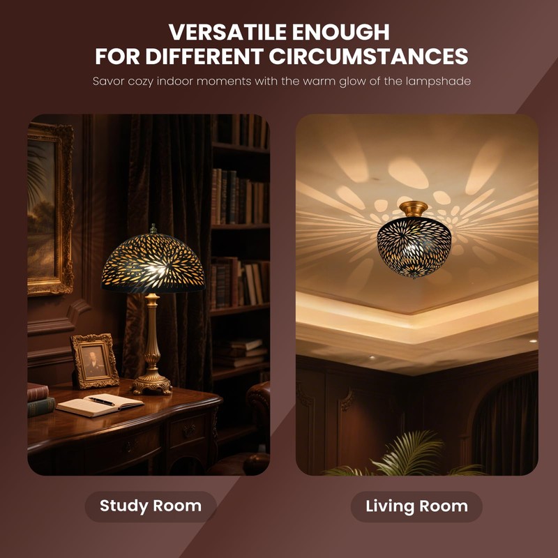 Small Dome Lamp Shades,Metal Dome Light Bulb Cover,8" Diameter, 4.1"