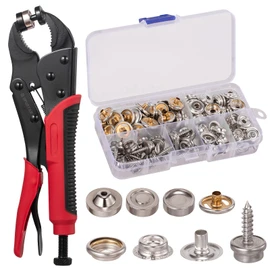 Spurtar Heavy Duty Snap and Fasteners Kit Adjustable Snap Button Kit with 3 Dies and 40 Sets 15mm Buttons for Boat Cover Leather Fabric Cloths Denim Canvas Tarp Crafts DIY Buckle Repair and Installation