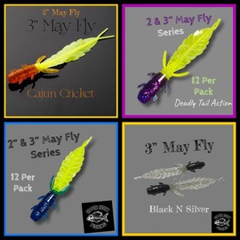 3” May Fly Series 10 Per Pack - One of the hottest crappie & panfish baits in our store. - May Fly Color: Cajun Cricket