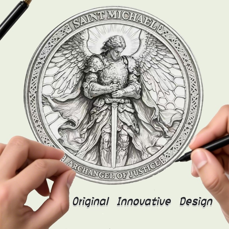 Saint Michael Archangel Challenge Coin, Christian Religious Gift Coin, Guardian
