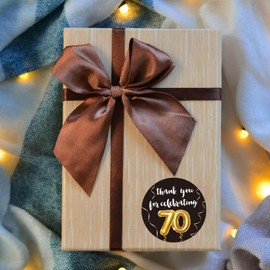 50 Pcs Black and Gold 70th Birthday Thank You Stickers, Thank You for Celebrating 70, 70th Birthday Party Favor Anniversary Party Supplies, 1.97 Inch Round Circle Label Stickers.
