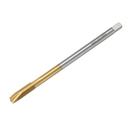 uxcell M8 x 1.25 H2 Metric Spiral Point Thread Tap, 120mm (4.7") Extra Long Screw Tap Threading Tapping Tool, Titanium Coated 6542 High Speed Steel Machine Taps Tapping Bit