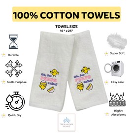 Serafina Home Luxury Easter Spring Cotton Hand Towels: White Towel with Embroidered Chicks Oh for Peeps Sake
