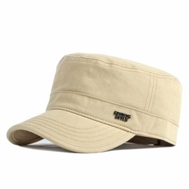 YAMEE Military Cap Men's Cotton Adjustable Army Cap Women's Classic Fashion Sun Protection Military Unisex Flat Cap Vintage Leisure Military Cap Men's Sun Hat Sports Outdoor Travel Cap, khaki