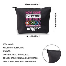 WCGXKO Funny Bingo Player Gift Lucky Bingo Bag Bingo Game Lover Zipper Pouch Makeup Bag (How Come CA)