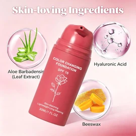 Base de Maquillaje que Cambia de Color, Bases de Maquillaje Líquidas Coreanas que Se adaptan al Tono de la Piel, Hidratantes, con Cobertura de Acabado Natural para Todos los Tonos de Piel (1PCS)