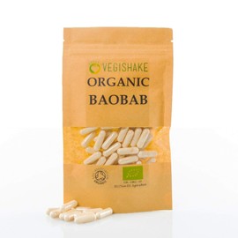 vegishake Organic Baobab HPMC Capsule 800mg Supplements Vitamin C Digestion Stomach Health Vegan Halal Kosher (90 Capsules)