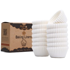 Bake Choice Non-Stick 400pcs Mini cupcake liners for baking White,parchment mini muffin liners for Mini Cupcake Pans,food grade,non stick,greaseproof