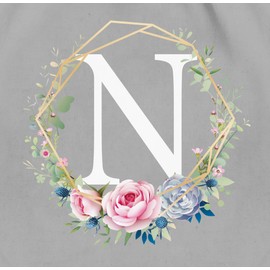 Shirtracer - Letter initials gift - flower wreath with letter N - gym bag and fabric bag made of cotton, 1 Light Grey, Einheitsgröße