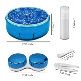 Vastsoon Contact Lens Case, Cute Travel Size Eye Colored Contacts Lenses Applicator Remover Tool Kit with Mirror Solution Bottle for Daily Outdoor (Blue)