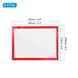 PATIKIL Magnetic Sign Holder 8.5 x 11, 5Pcs A4 Magnetic Display Frame Self Adhesive Reusable Picture Photo Frame Double Sided for Refrigerator White Board Window Wall,Red
