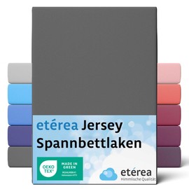 etérea Comfort Jersey Fitted Sheet in Various Sizes and Colours, Soft Fitted Sheet Made from 100% Cotton, Flat Sheet with Approx. 25 cm Base Height and 140 g/m²