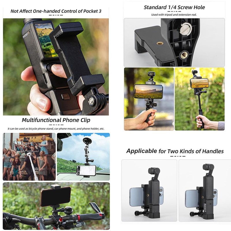 EUGOOCX Phone Clip Holder for DJI OSMO Pocket 3, Black,