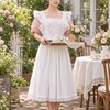 Women's Lace Bib Apron for Cooking – Ruffled Cotton-Polyester Pinafore