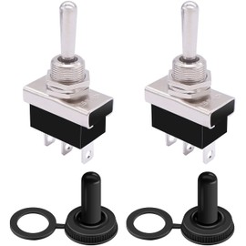 mxuteuk KN3D-123 Momentary Toggle Switch 12V 25A SPDT (ON)/OFF/(ON) 3-Pin 3 Position Waterproof Toggle Switch with Waterproof Cover for Car Car
