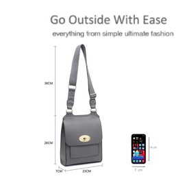 Ladies Vegan Leather Trendy Fashion Flap Turn Lock Shoulder Handbag Cross-body Bag For Women-WHITE