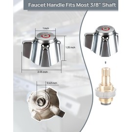 Phivan 2 Pack Commercial Faucet Handle Replacement Kit Outdoor Faucet Handles 0.43 Round Stem Hole Faucet Handle Fits Most 3/8 Shaft Sillcock Valve Stems for Industrial, Restaurant, Kitchen Faucet