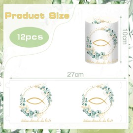 Sprinlot Pack of 12 Christening Table Decoration Tea Light Communion Tea Lights Fish Lantern Christening Decoration for Confirmation Boys Girls Guest Gift