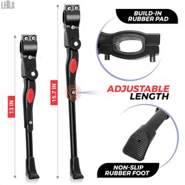 Adjustable Bike Kickstand for Adult Bike – Fits 24" to 27.5" Wheels, Aluminum Alloy, Easy to Install, Non-Slip Foot for Stability on Mountain, Road, Hybrid, Commuter Bikes, Daily & Long-Distance Rides | Leglo